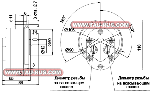 Размеры насосов АГ11 (фланцевое крепление) Размеры насосов АГ11 (фланцевое крепление)