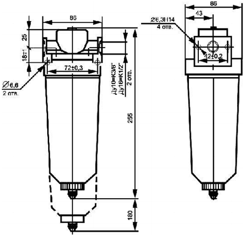 Чертёж, габаритные размеры П-МК 01-10, П-МК 01-16