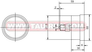 Размеры манометров PG-63-C (осевые с зажимом)