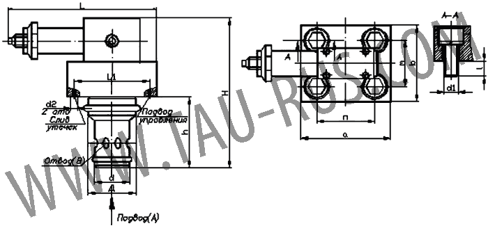 Размеры гидроклапанов КПВ10, КПВ20, КПВ32