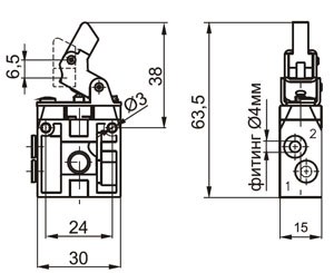 Пневмораспределитель 104.22.3.1.LC, 104.32.3.1.LC, 104.22.3.1.PC, 104.32.3.1.PC, 104.22.3.1.LA, 104.32.3.1.LA, 104.22.3.1.PA, 104.32.3.1.PA