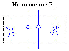 Гидросхема дроссельной плиты Д2ФС10-2 прямая (на подводе)