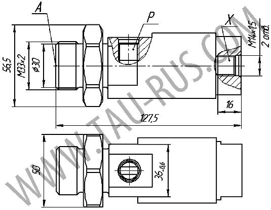 Габаритные и присоединительные гидрозамка ГЗ-3-00