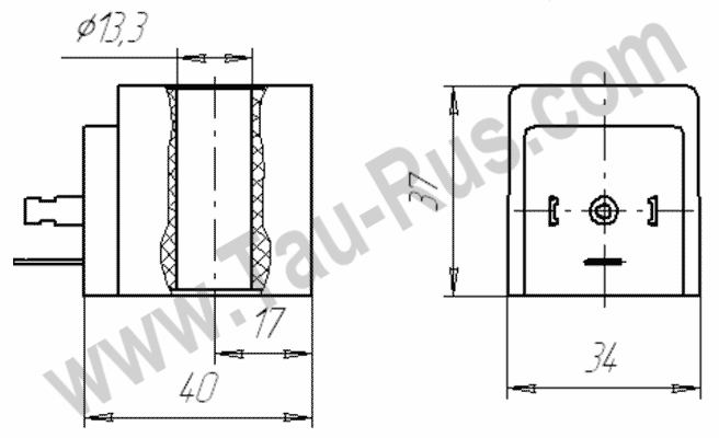 Чертёж, размеры Катушка электромагнитная П-ЭПР3, В64-14А03-700, В64-14А