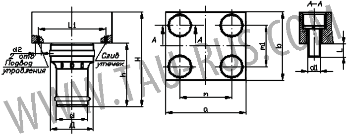 Размеры гидрозамков ГЗВ10, ГЗВ20, ГЗВ32, ГЗВ40