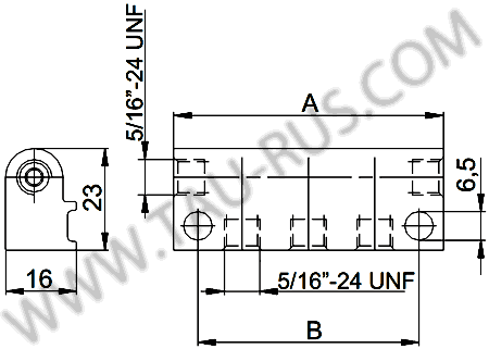 Габаритные и присоединительные размеры коллекторов с выходами в одну сторону для дроссельных питателей DPT