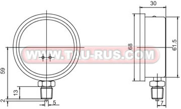 Размеры манометров PG-63-B (радиальные)