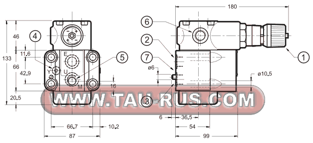 Габаритные и монтажные размеры гидроклапанов Z3-P5