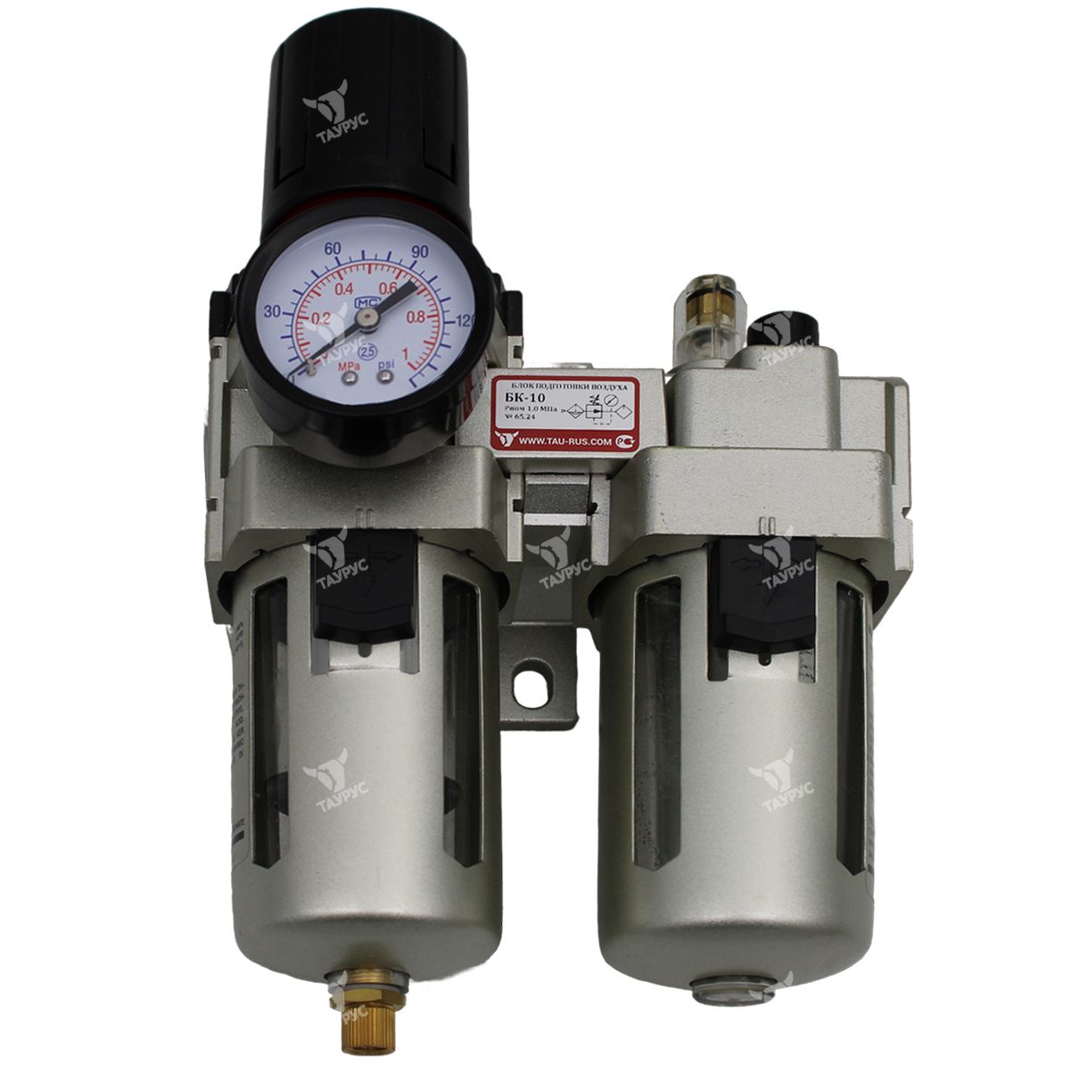 БК-10 - Блок кондиционирования с манометром серо-золотистый, G3/8"