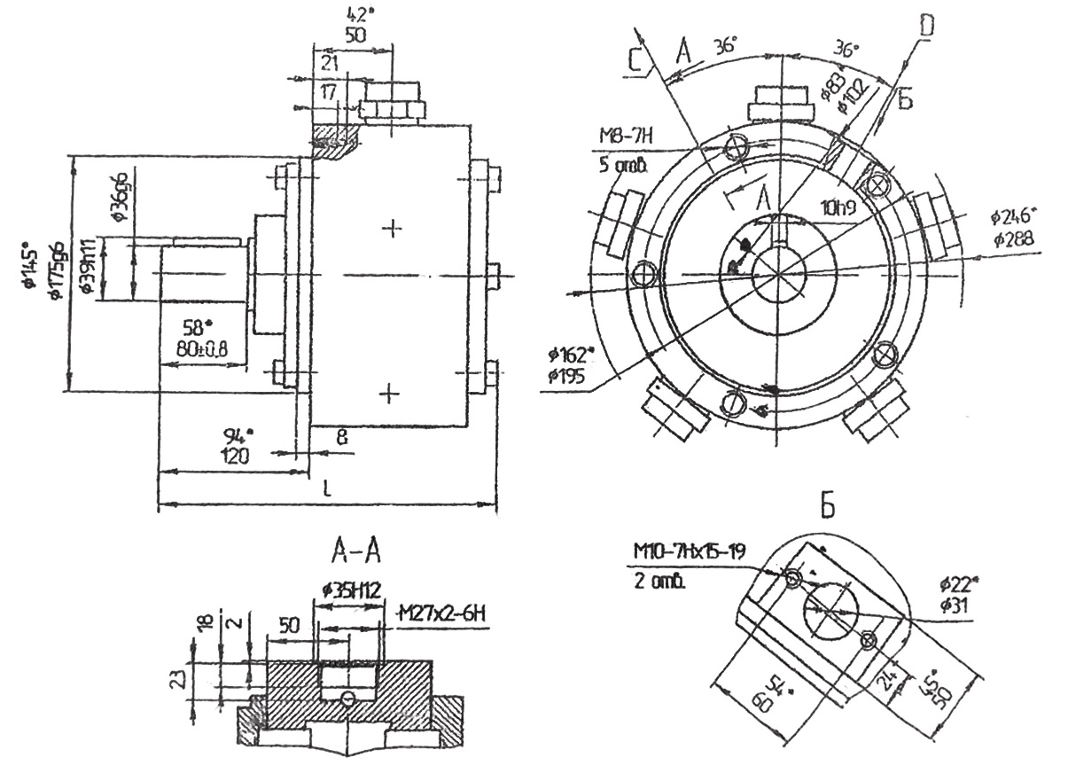 Габаритные и присоединительные размеры насосов нерегулируемых 50НР