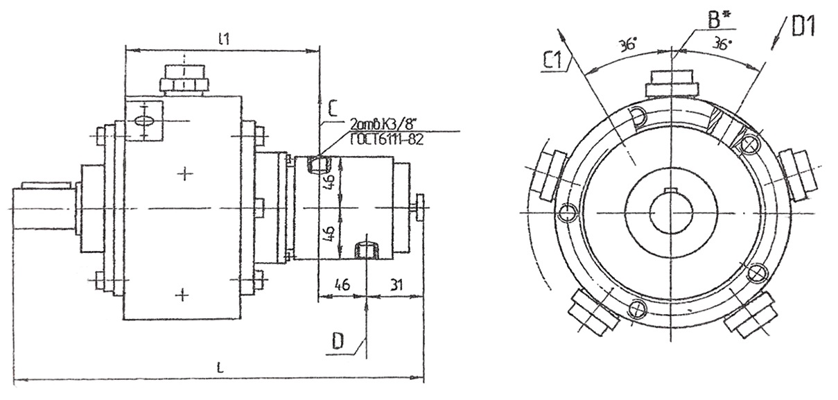 Габаритные и присоединительные размеры насосов 50НС