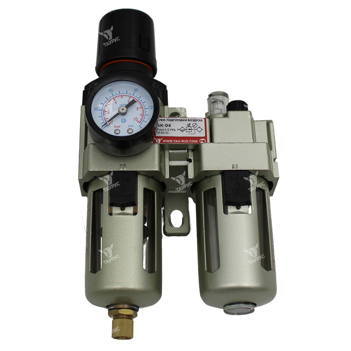 БК-06 - Блок кондиционирования с манометром серо-золотистый, G1/4"