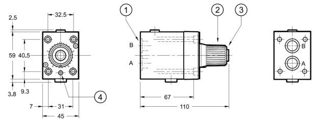 Габаритные и монтажные размеры RPC1-*/T и RPC1-*/CT