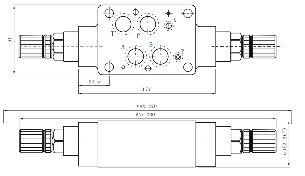 Чертёж (размеры) гидродросселя ДКМ 16/3А