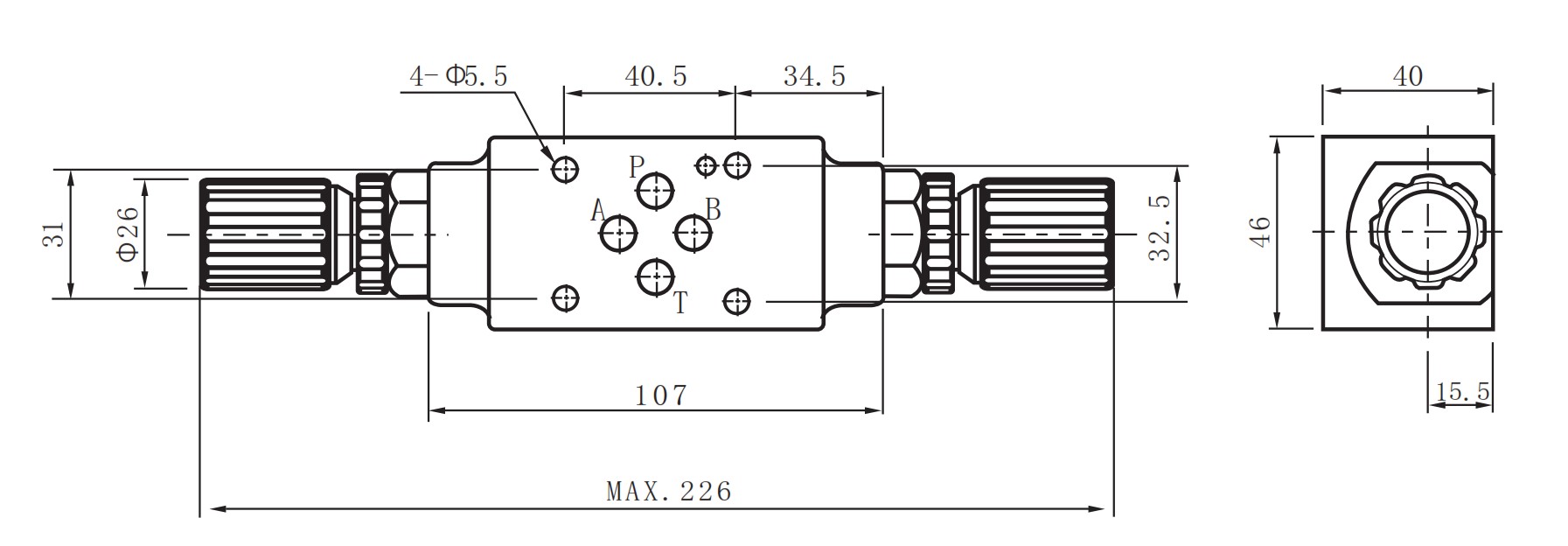 Чертёж (размеры) гидродросселя ДКМ 6/3