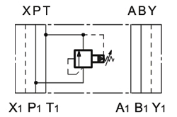 Обозначение (гидросхема) клапанов PRM7-PT6/10N/S(K), PRM7-PT5/10N/S(K), PRM7-PT4/10N/S(K)