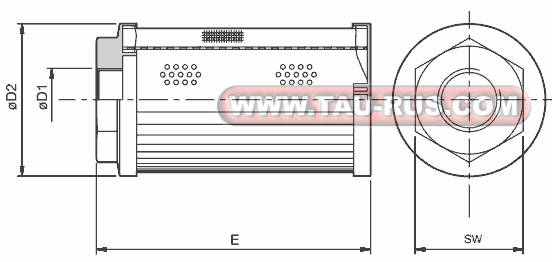 Размеры фильтра WU-* и WU-I-*