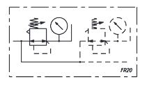 FR20 = Регулятор со сбросом давления, с манометром