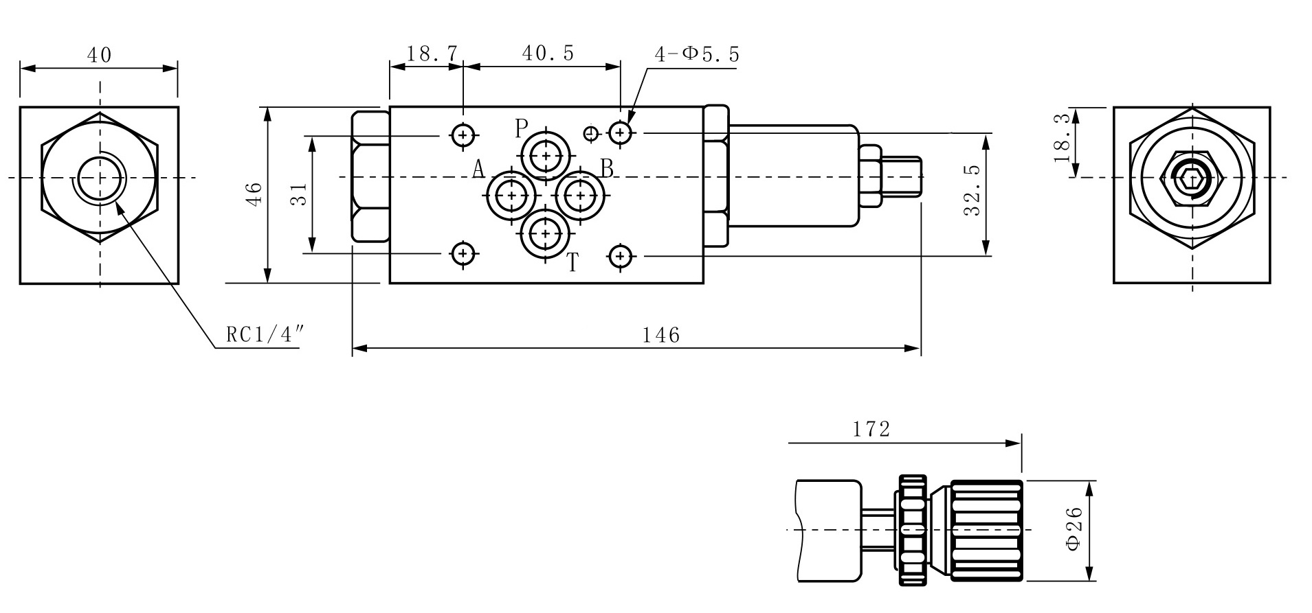 Габаритные и присоединительные размеры MPRV-02-A