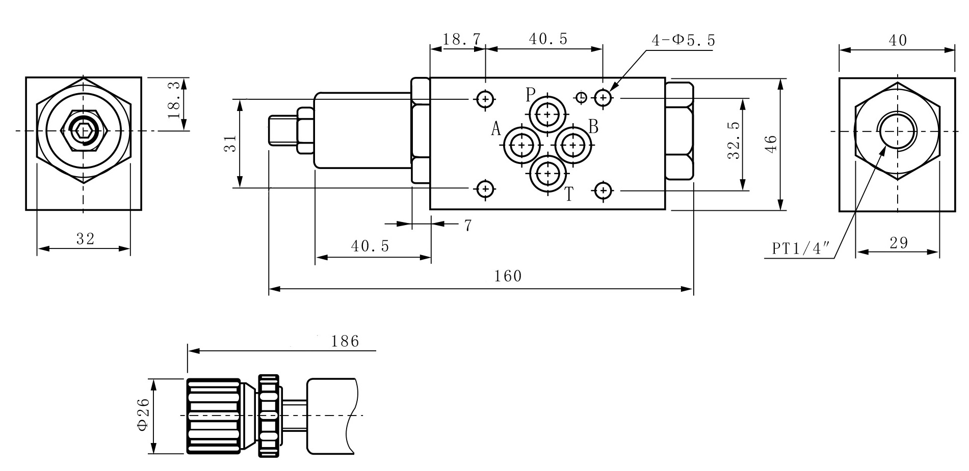 Габаритные и присоединительные размеры MPRV-02-B