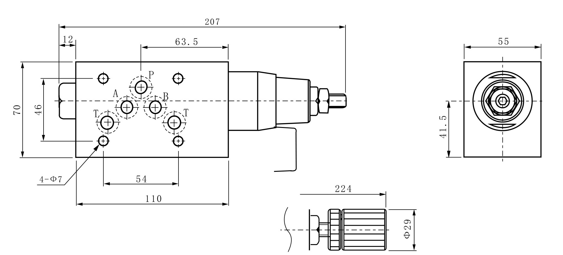 Габаритные и присоединительные размеры MPRV-03-A(B)