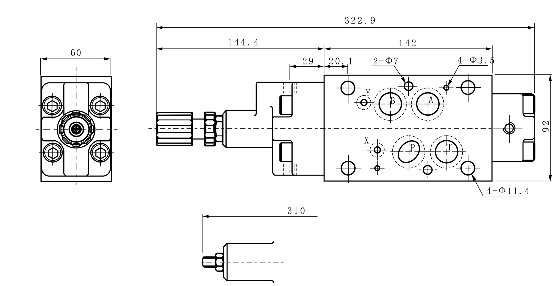 Габаритные и присоединительные размеры MPRV-04-A(B)