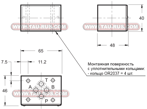 Габаритные и присоединительные размеры Гидроклапан MVR-SP/51, MVR1-SP/51, MVR(1)-SA/51, MVR(1)-SB/51, MVR(1)-ST/51, MVR(1)-SPT/51