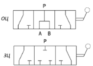 Гидросхема гидрораспределителя КГ3ХОЦ, КГ3ХЗЦ