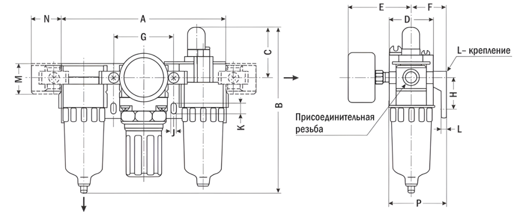 Габаритные и присоединительные размеры БК-М-04