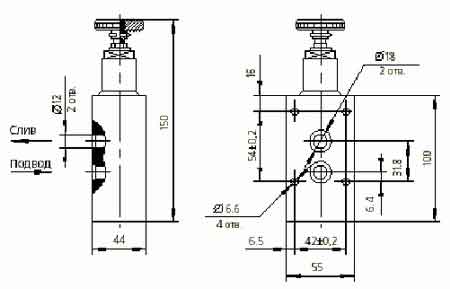 Чертёж, Размеры Клапан предохранительный СКП 12/6,3, СКП 12/25, СКП 12/63