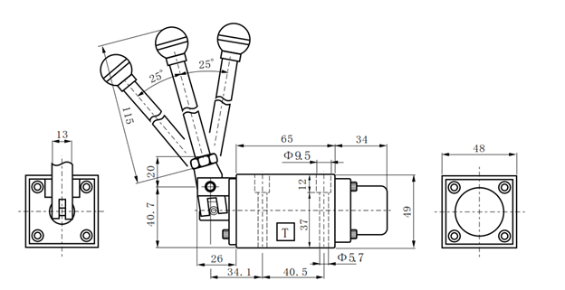 Габаритные размеры гидрораспределителя ВММ6.574ЕФ - Гидрораспределитель