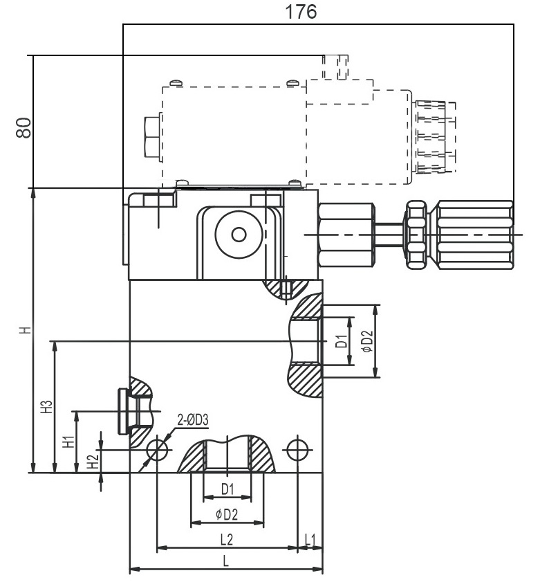 Габаритные и присоединительные размеры клапанов МКПВ-*/3Т