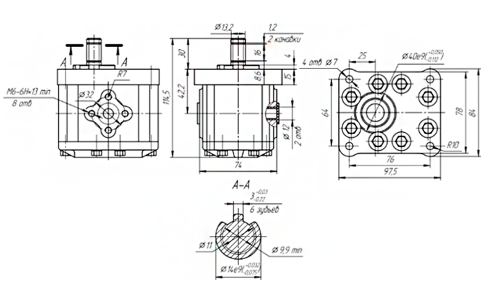 Чертеж насоса НШ6-3