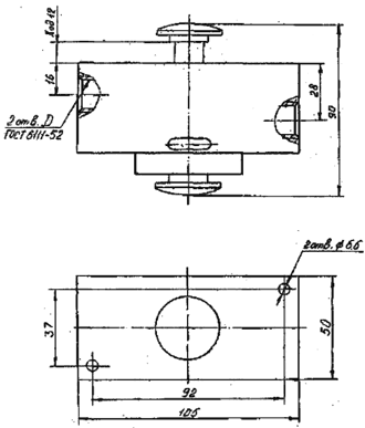 Габаритные и присоединительные размеры входных клапанов П-МК08-10, П-МК08-16