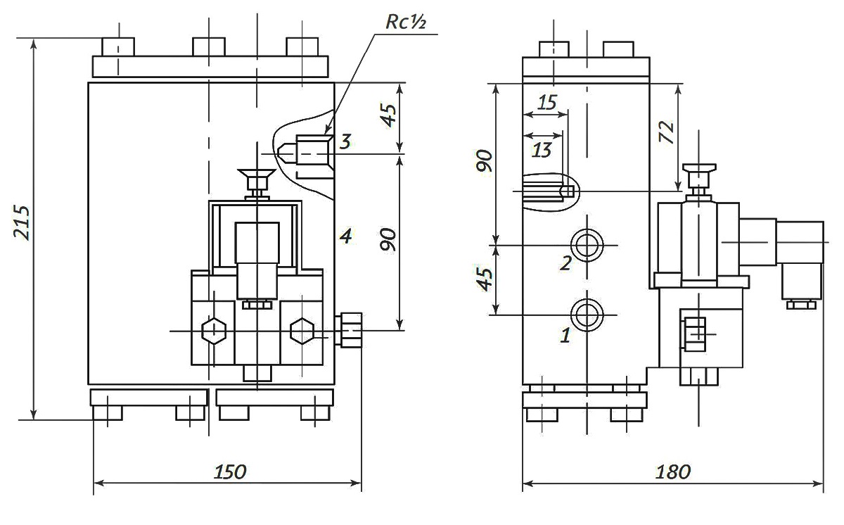 Пневмораспределитель РЭП2-1.16.Д24 (А110, А220) (чертёж)