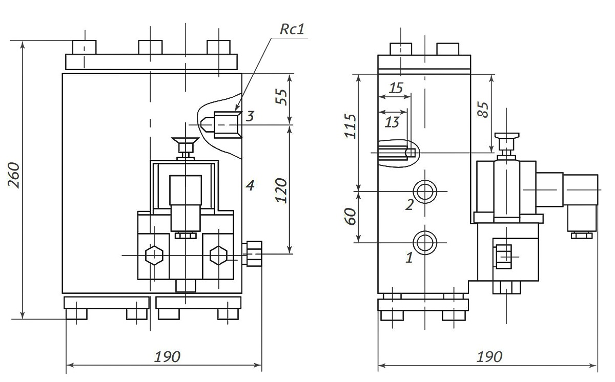 Пневмораспределитель РЭП2-1.25.Д24 (А110, А220) (чертёж)