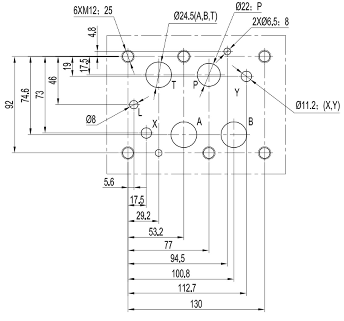 Присоединительные размеры гидрозамков ГЗМ20/3, ГЗМ20/3М