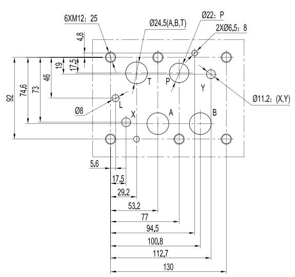 Присоединительные размеры гидрораспределителя 1Р203, 1Р202, 2Р203, 2Р202