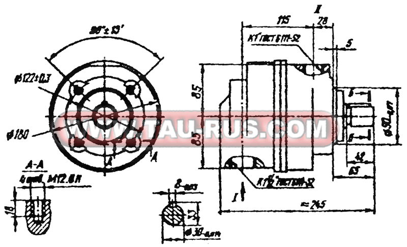 Присоединительные размеры пластинчатых насосов БГ12-24АМ, БГ12-24М, БГ12-25АМ
