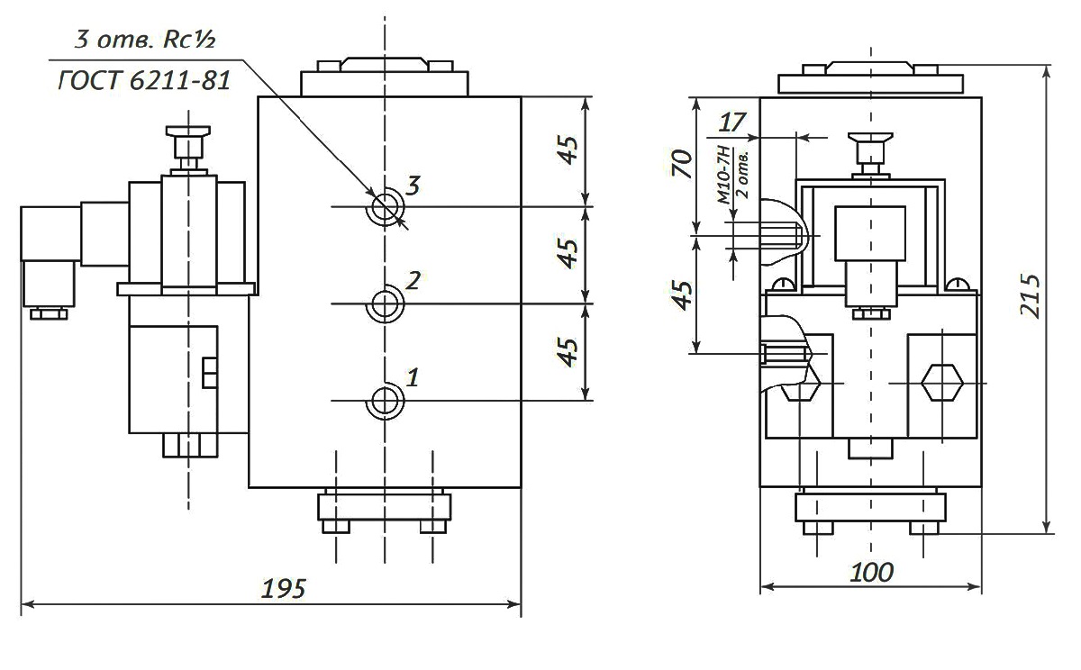 Пневмораспределитель РЭП1-1.16.Д24 (А110, А220) (чертёж)