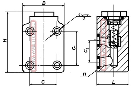 Размеры клапана обратного ПГ51-22, ПГ51-24