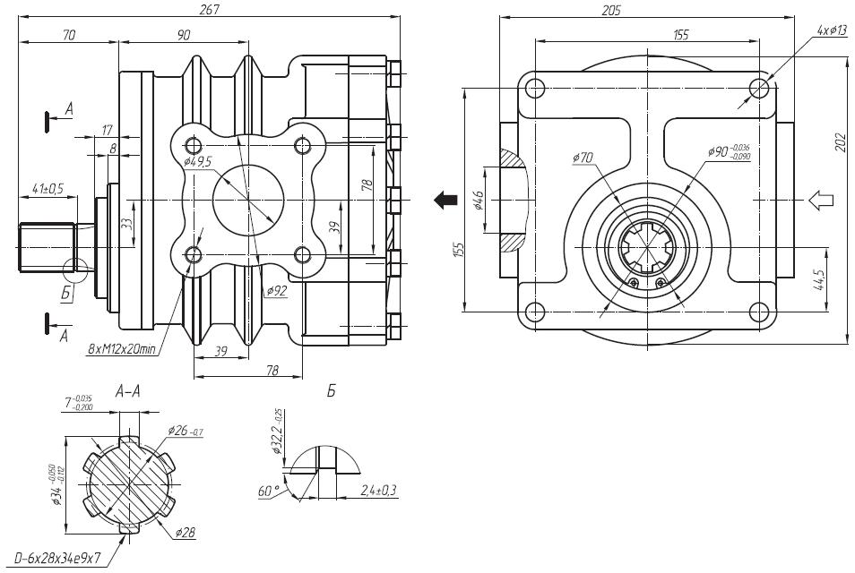 Установочные размеры насосов НШ71АЛ, НШ71А, НШ100АЛ, НШ100А