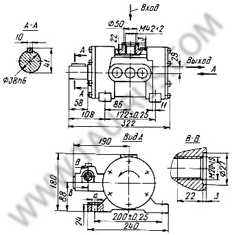 Чертёж, размеры Насос Н401Е, Насосы Н400Е, Н401Е, Н403Е (Н400УР, Н401УР, Н403УР) радиально-поршневой эксцентриковый реверсивный