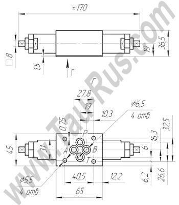 Чертёж (размеры) гидродросселя ДКМ 6