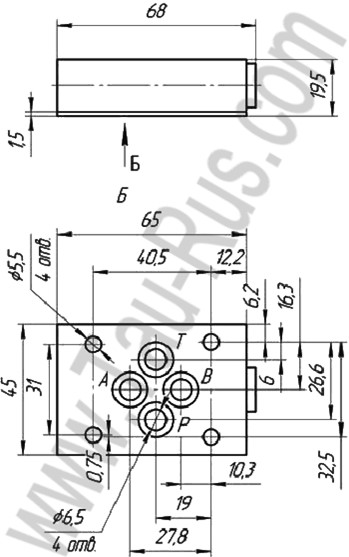 Габаритные и присоединительные размеры клапана обратного КОМ6 3