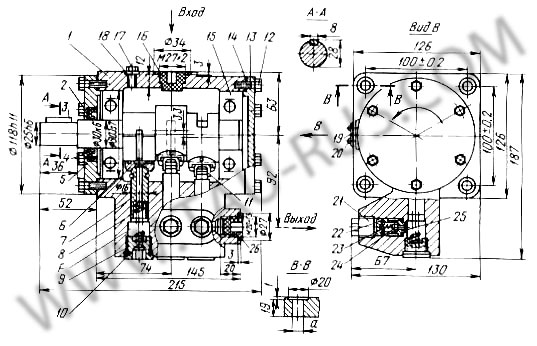 Чертёж, размеры Насосы Н400Е, Насосы Н400Е, Н401Е, Н403Е (Н400УР, Н401УР, Н403УР) радиально-поршневой эксцентриковый реверсивный
