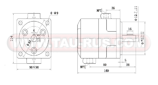 Чертёж, размеры Насос пластинчатый однопоточный БГ12-42Л