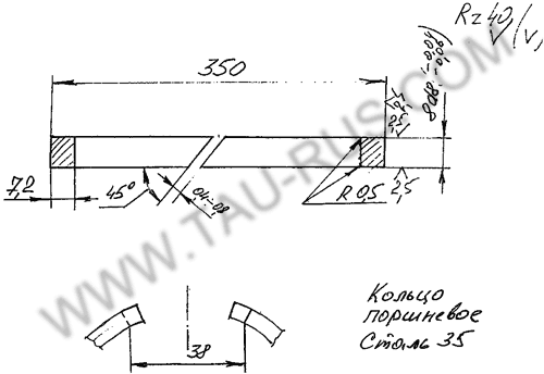 Эскиз поршневых колец М4132 Эскиз поршневых колец М4132
