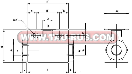 Размеры клапанов ИЛИ VUSF* (VUSF01, VUSF02, VUSF03