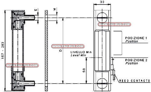 LV2E - Индикатор уровня масла (127мм) с реле уровня НО (геркон, 20 Вт, макс. 1А или 230В), LV/E1-127-M12-SC_0770764 - Индикатор уровня масла с реле уровня НО+НЗ, 20 Вт (макс. 1А или 200В)